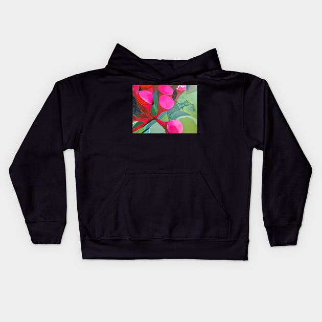 Hot Pink Gum Nut Design Kids Hoodie by leahgay